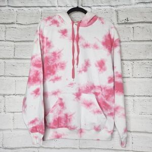 Southern Spirit Women's Pink White Tie Dye Hooded Sweatshirt Size Medium